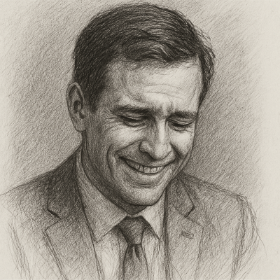 The Unspoken Ache Behind the Achiever's Smile 6 A pencil sketch of a high-achieving professional with a weary expression, capturing the quiet struggle behind a confident smile—reflecting the hidden pain of high-functioning trauma.