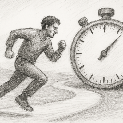 A runner on a winding path, representing the journey of healing and growth.