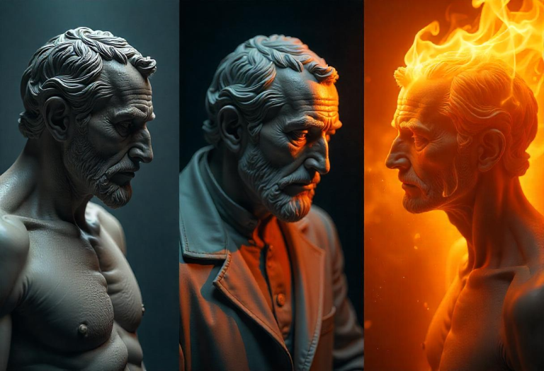 An example of a three-phase transformation of a person