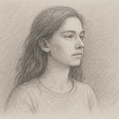 Future Beyond Trauma: Crafting a Life That Thrives Rather Than Survives 8 Pencil sketch of a thoughtful young woman gazing slightly upward, symbolizing transformation, resilience, and hope beyond trauma.