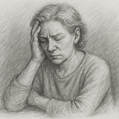 Illustration of a person in distress, symbolizing trauma unresolved by traditional therapy.