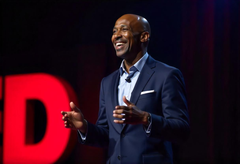 Image of a speaker who leads with his real voice, not a ghostwritten one.