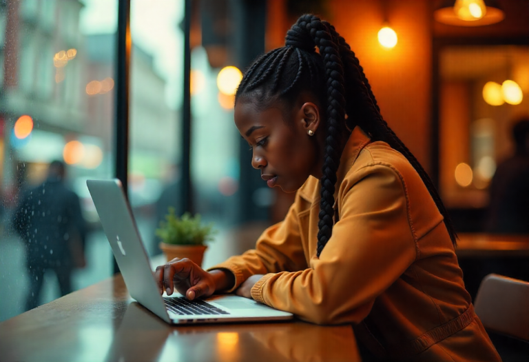 A laid-off professional sits quietly, struggling to find clarity in a noisy world.