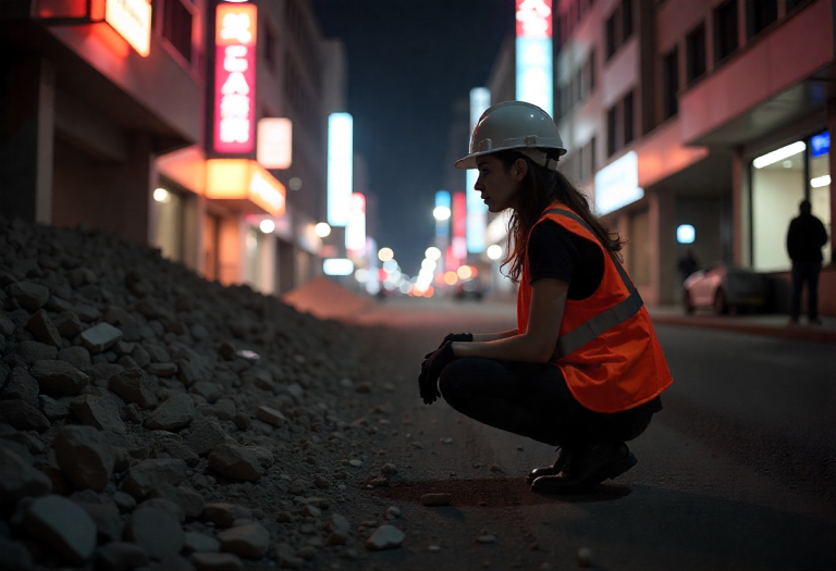 A lonely figure kneels in the wreckage, not to mourn the past, but to greet what’s quietly unfolding.