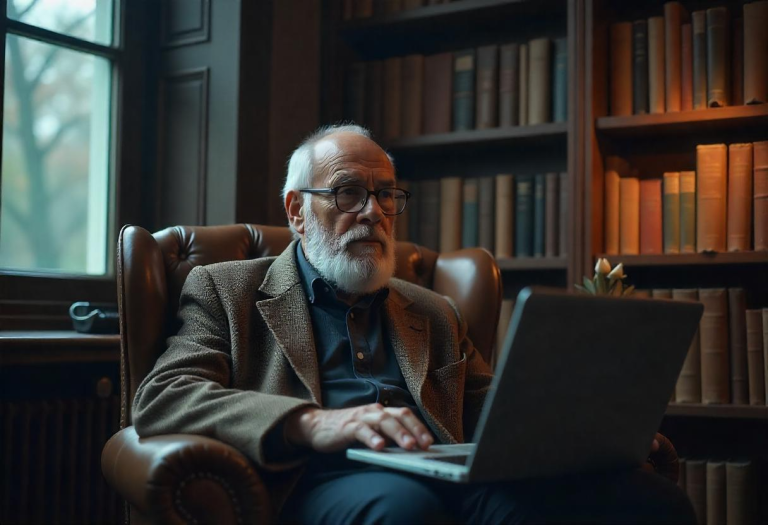 Thoughtful creator using AI as a brainstorming tool.